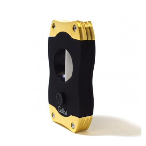 Colibri V-Cut Cigar Cutter - Black and Brushed Gold